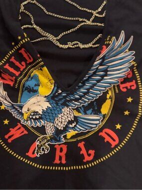 Topia Black Tank Top with Gold Chain Design